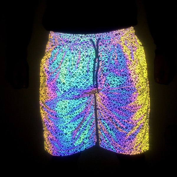 Pantalones Cortos Reflectantes Coloridos Para Hombre 