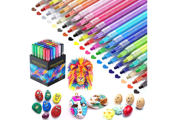 Acrylic Paint Pens for Rock painting, Fabric, Canvas, Glass, Wood, Ceramic,  Photo Album, DIY Craft, Acrylic Paint Markers for Metal, Plate, Dishes,  Water-Based Set of 12 15 24 36 Vibrant Colors