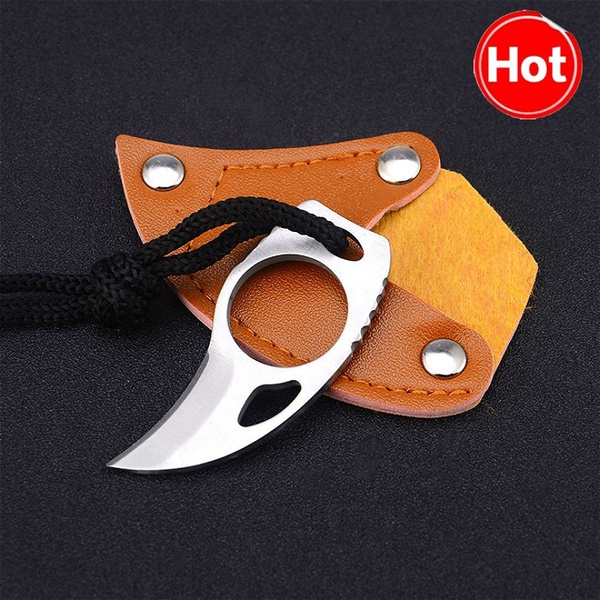 New Outdoor Camping Survive Stainless Steel Mini Pocket Finger Paw Self-Defence Survival Fishing Neck With Sheath Arrow heart | Wish