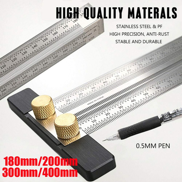 Size : E 180mm 200mm Flexible Scribing 400mm Ultra Precision Marking Ruler Right-Angle Ruler and T-Type Ruler 300mm Easy to Operate