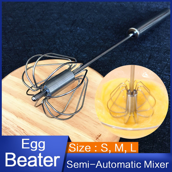 1pc Semi-automatic Stainless Steel Egg Beater For Cream And Egg