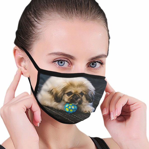 Pekingese Pets Dogs Mask Polyester Face Cover Black Mask For Men/Women