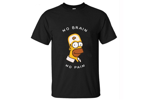 Homer Simpson - No Brain No Pain Funny Printed Round Neck T ...