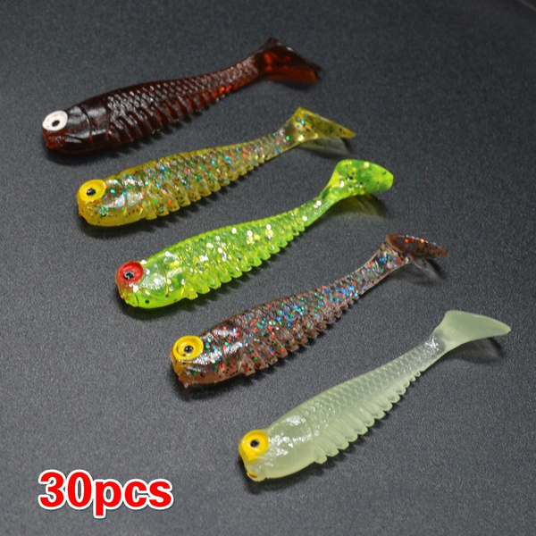 10/30pcs Fishing Silicone Soft Fish Lures Fishing Artificial Lure Bait Soft  Silicone Tiddler Bait Fishing Lure (5cm)