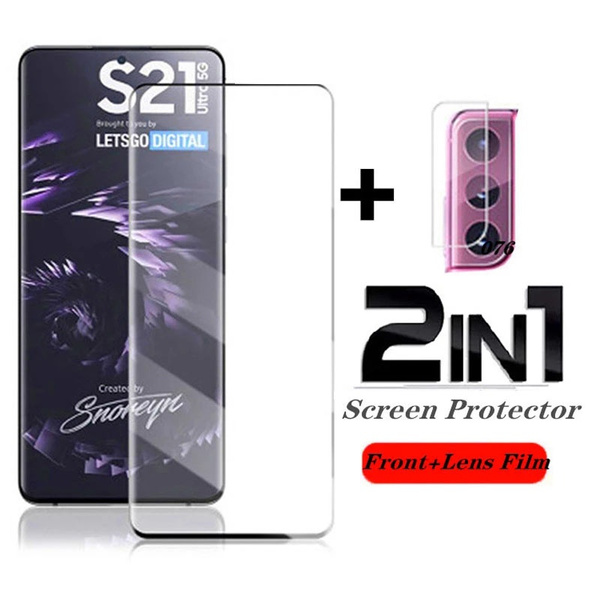 For Samsung Galaxy S21 Ultra 5g Screen Protector 2 In1 Full Screen Coverage Tempered Glass Screen Protector And Camera Lens For Samsung Galaxy S21 Ultra 5g S21 Plus 5g S21 5g S Fe 5g S 5g S Ultra