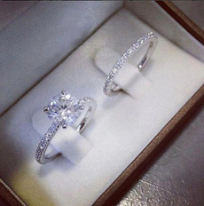 Engagement Wedding Ring Set, Princess, wedding ring, Bride