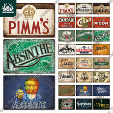 absinthe, Vintage, bar sign, Metal