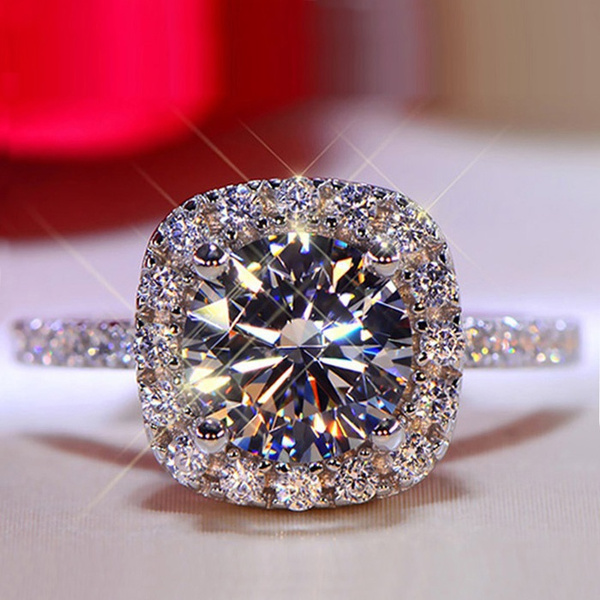 1ct Round Brilliant cut Engagement ring designer 925 Silver