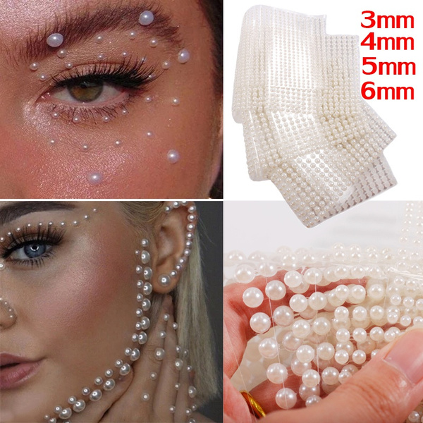 1/2 Sheets Self Adhesive 3D Pearl Stickers for Face Jewels Eyeshadow Nail  Decoration 3mm/4mm/5mm/6mm