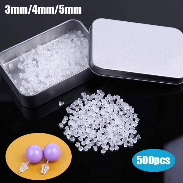 500Pcs Soft Clear Silicone Earring Backs Clear Earring Backs Earring  Stoppers Rubber with Silver Metal Box DIY Jewelry Accessories
