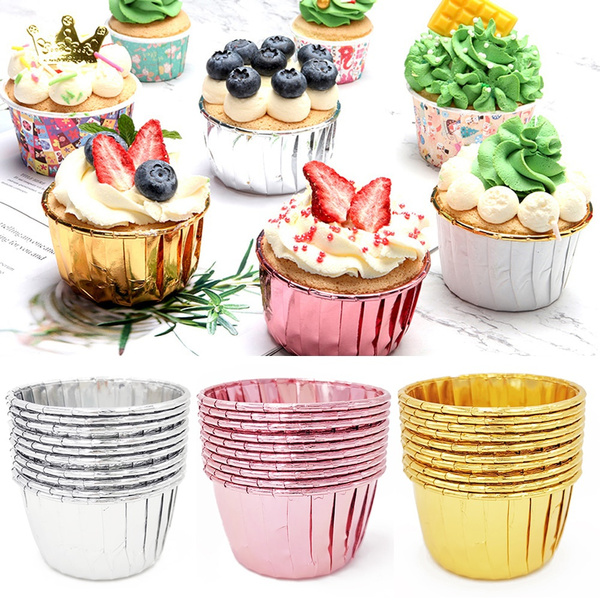 50pcs Large Cupcake Paper Cup Oilproof Cupcake Liner Baking Cup Tray Case  Wedding Party Caissettes Golden Muffin Wrapper Paper