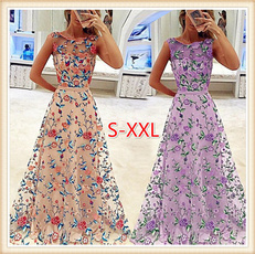 sleeveless, Floral, long dress, Evening Dress