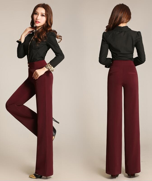 NEW High waist women fashion office work pants plus size wide leg