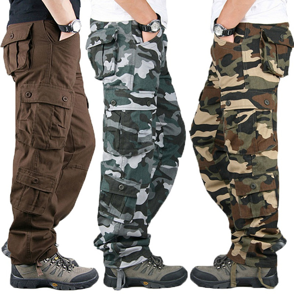 Camouflage/Solid Cargo Pants for Men Multi Pocket Casual Work Pants