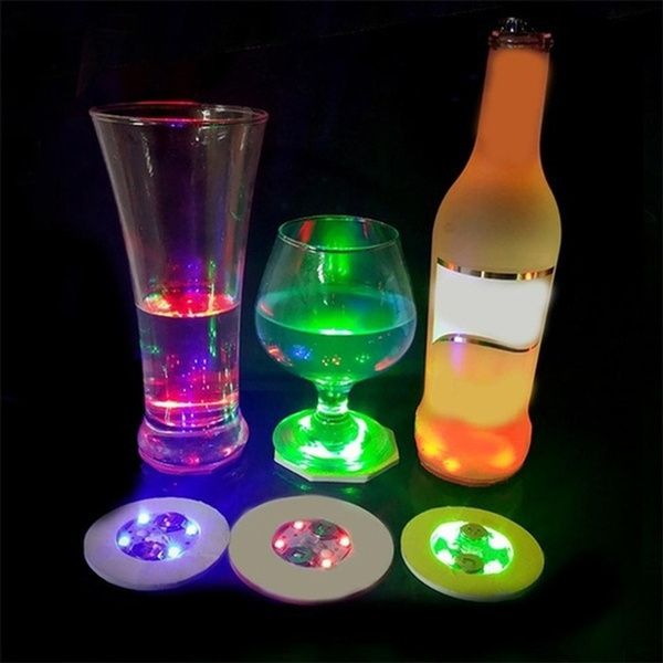 LED Cup Pad Mat Holder Party Decor Drink Coaster Luminous Flashing