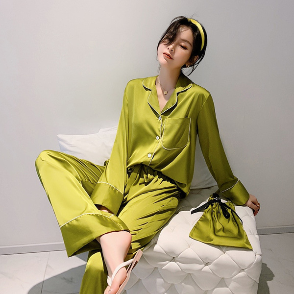 Yellow silk online pyjamas