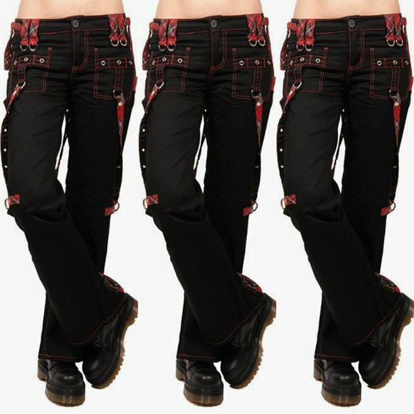 Pantalones cargo de mujer de cintura alta ropa de calle negra Vintage Punk  Goth pantalones de verano para mujer pantalones largos casuales joggers D30  | Wish