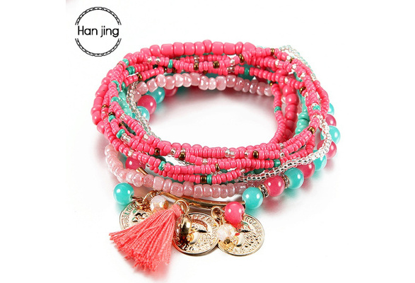 18 cm Conjunto de pulseras elásticas multicapa para mujer ~ 18 cm Conjunto de pulseras elásticas multicapa para mujer ~