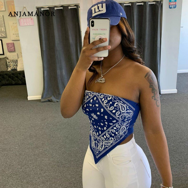 Cute Graphic Bandana Crop Top Women 