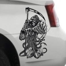 Car Sticker, Door, skull, tattoo