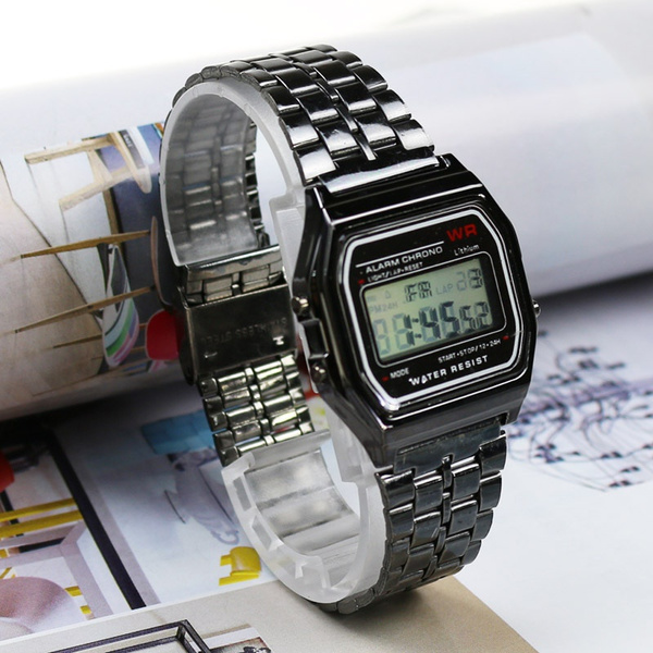 Rose Gold Silver Watches Men Watch Electronic Digital Display Retro