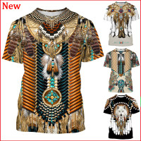 Native Indian Wolf Pattern Printed t shirt Native American T-shirt Mens ...