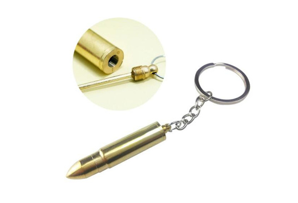 1Pc Bullet Keychain Key ring Hidden Compartment Spoon Scoop Secret Storage 