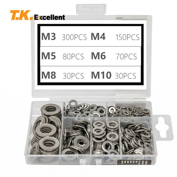 Flat Washer 304 Stainless Steel Washers Assortment Set Value Kit,660 Pieces 