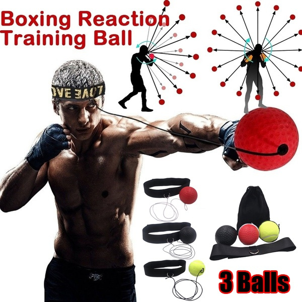 4x Muay Thai Hand Eye Training Ball Boxing Reflex Speed Ball with Headband 