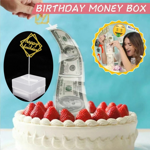 Money Cake ATM Happy Birthday Cake Topper Box Funny Cake ATM Happy ...