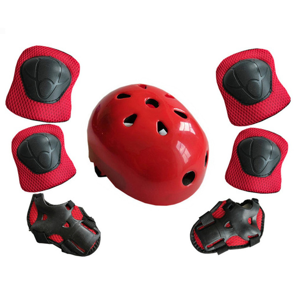 7Pcs Children Elbow Wrist Knee Pads Bicycle Helmet Sports Safety Protective Gear 
