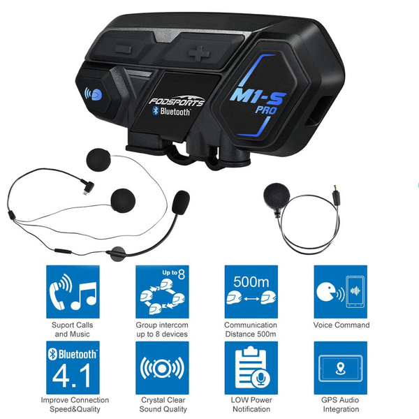 Fodsports Group Bluetooth Motorcycle Intercom M1-S BT Interphone Helmet Headset 