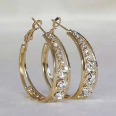 DIAMOND, gold, wedding earrings, Rhinestone