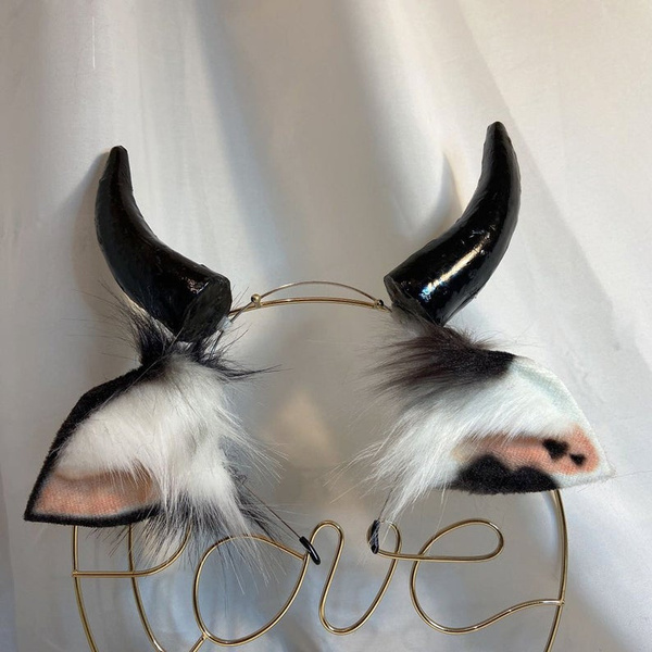 Custom Cow Ears Cow Tail Cosplay Animal Ears Handmade Fox Ears Cat Ears Christmas Gifts Lolita Performance Plush Hair Bands