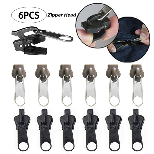6Pcs 3 Sizes Universal Instant Fix Zipper Repair Kit Replacement Zip Slider  Teeth Rescue New Design Zippers Sewing Clothes