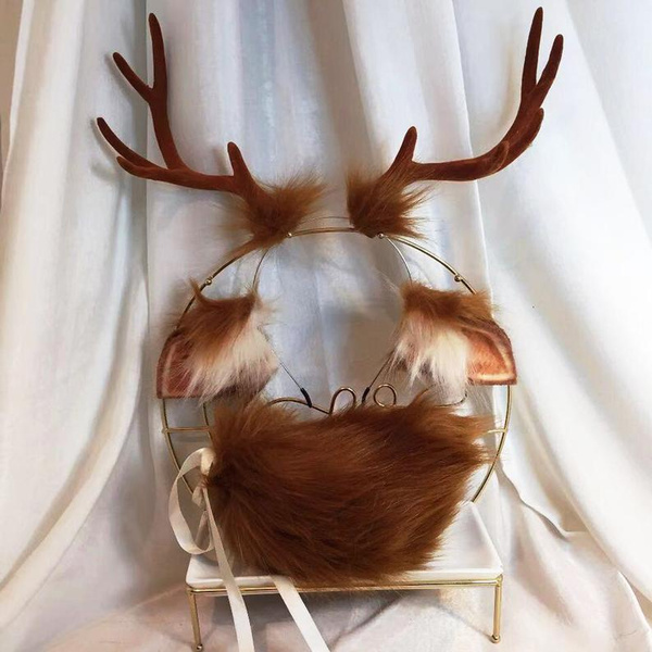 Elk Tail Elk Ears COSPLAY Animal Ear Plush Headband Artificial Ears Custom Deer Ear Christmas Deer Lolita Sika Deer Ears