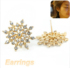 DIAMOND, Jewelry, simplesnowflakeearring, Stud Earring