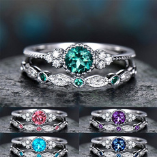 Sterling, pink, DIAMOND, wedding ring
