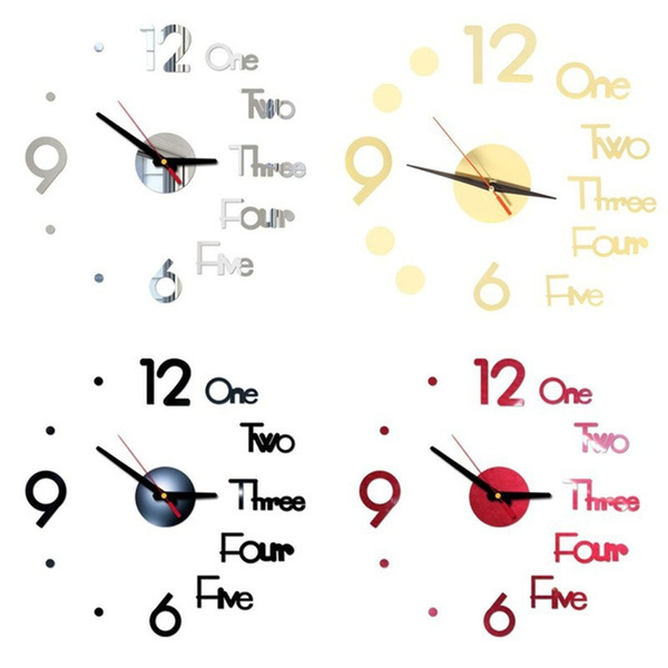 modernartclock, mirrorstickerclock, Office, Clock