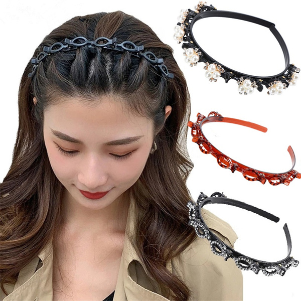 Alice Pearls Hairbands Headband Double Bangs Hairstyle Hairpin Fashion Hair Clip 