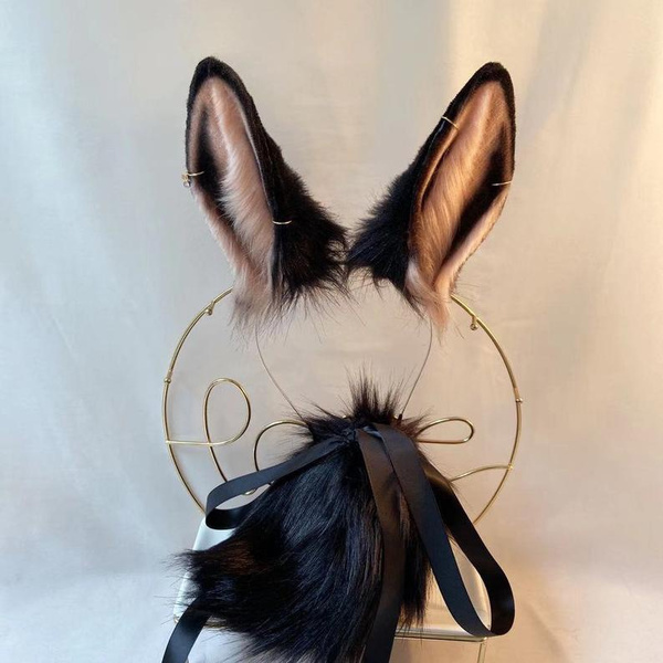 Black Rabbit Tail Black Rabbit Ears Cosplay Animal Ears Handmade Fox Ear Tail Cat Ears Christmas Gift Lolita Cosplay Ear Ear Tail Cosplay Ear Tails