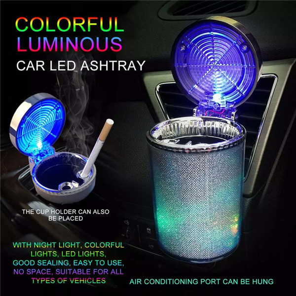 Colorful Car with Light Air Vent Ash Container Smoke Ash Cylinder Cup Holder | Wish