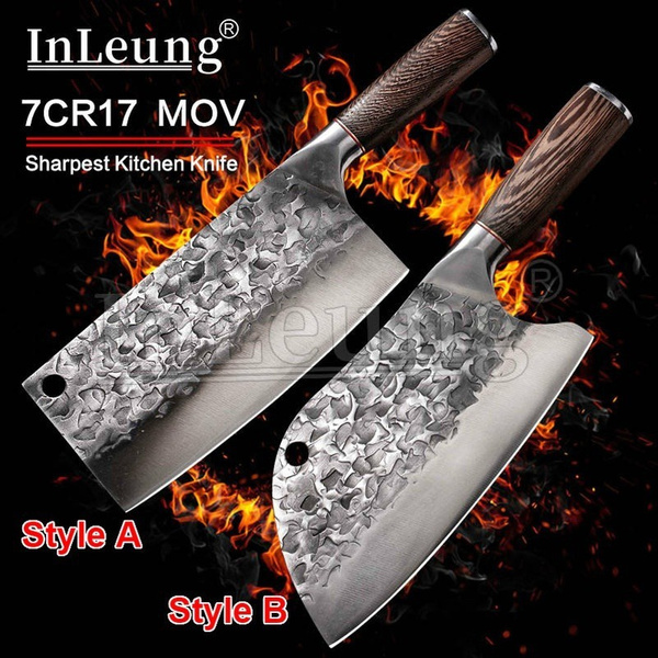 Full Tang Chef Kitchen Cleaver Knife In Fire Kitchen Knife