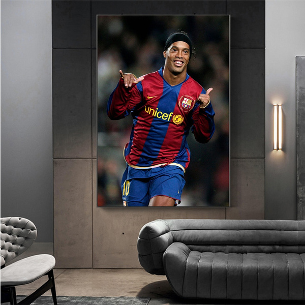 Football Star Ronaldinho GaúCho Poster Pictures Wall Art Canvas 3 Panels  European Clubs Canvas Painting Soccer Player Artowrk Giclee Prints for Home