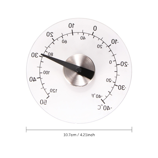 Circular Transparent Outdoor Window Thermometer Temperature