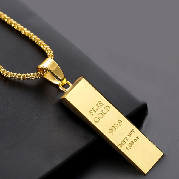 Hip Hop Cube Bar Pendant Chain Women 