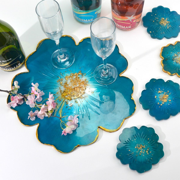 Floral Epoxy Table Molds Silicone Flower Resin Mold for Resin