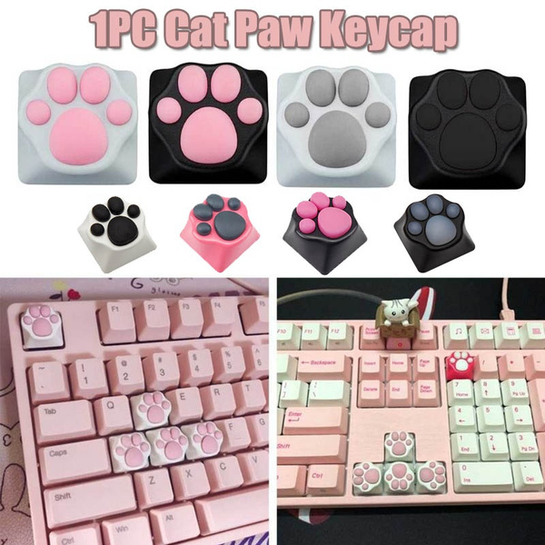 6 Colors Cat Paw ESC Keycap Handmade Rubber Metal Cute Kitty Pad Custom ...