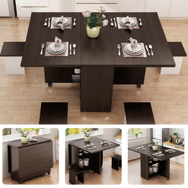 3 In 1 Rolling Dining Table Set Kitchen Storage Trolley Room Breakfast Table Home Furniture Wish