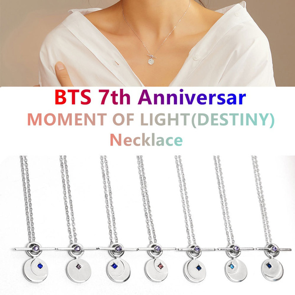 2021 New K-Pop Bangtan Boys idol 7th Anniversar MOMENT OF LIGHT (DESTINY)  Necklace Sapphire Tanzanite Tourmaline Amethyst Aquamarine Gems Pendant